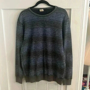 Faherty Sweater Mens Large Reversible Crew Midnight Nep Blue Gray Casual